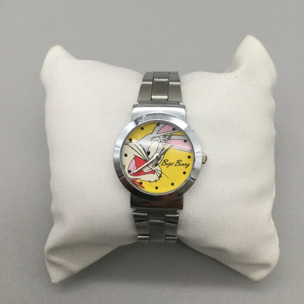 Bugs Bunny Warner Bros Womens Watch 29mm Silver Tone Cartoon New Battery 7.25